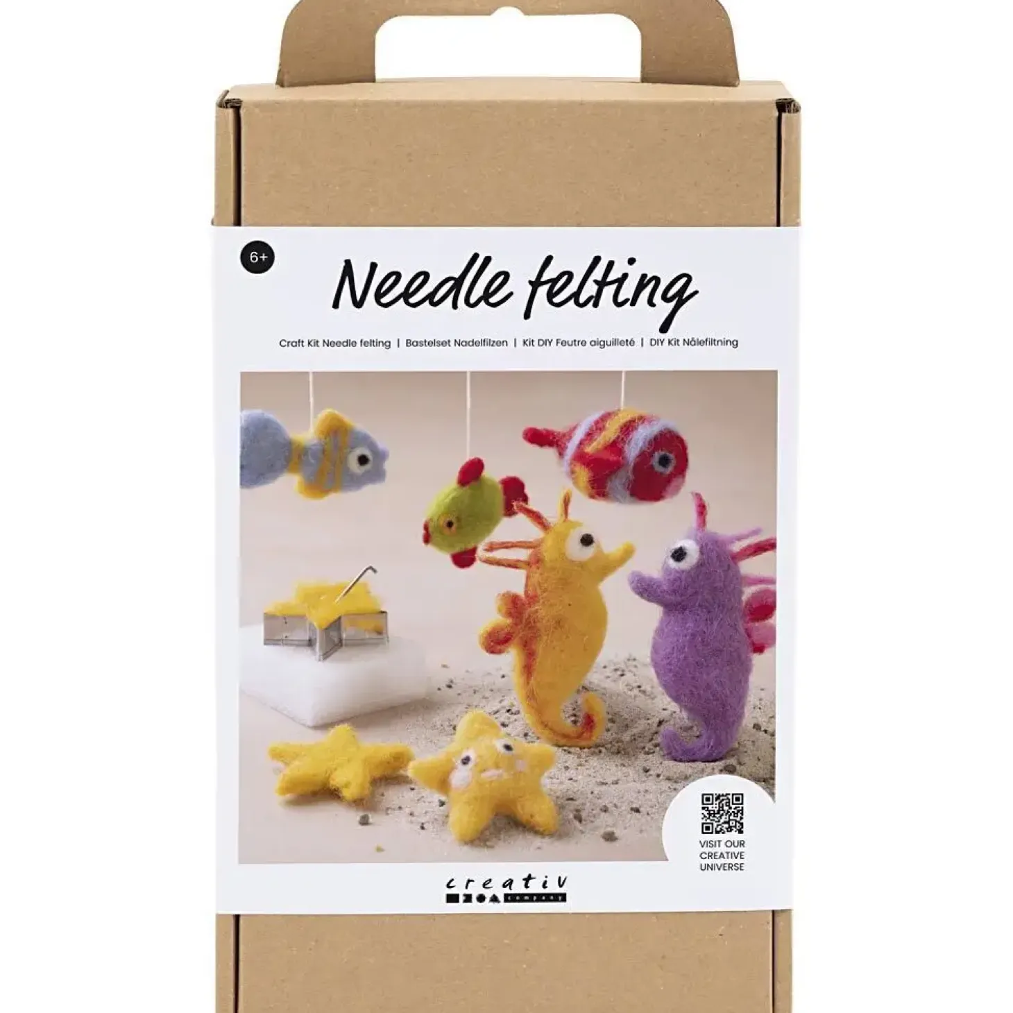 Creativ Company - DIY Kit Nålefiltning, Dyr i vandet, 1 pakke