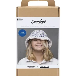 Creativ Company - DIY Kit Hækle, blå, lys natur, gul, Chunky bøllehat, 1 pk.