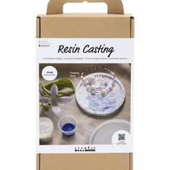 Creativ Company - DIY Kit Resin Støbning, blå, hvid, Rund bakke med marmorering, 1 pk.