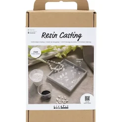 Creativ Company - DIY Kit Resin Støbning, sort, hvid, Firkantet bakke med terrazzo, 1 pk.