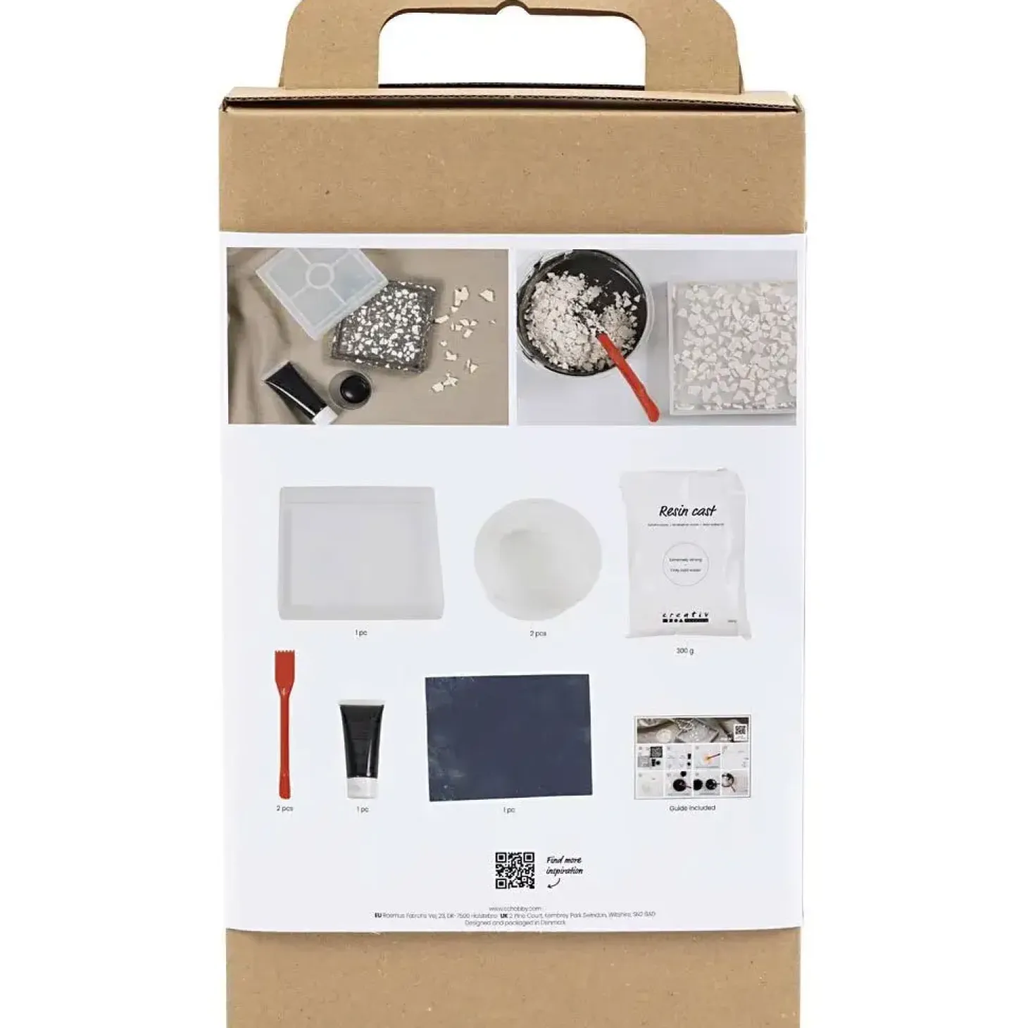 Creativ Company - DIY Kit Resin Støbning, sort, hvid, Firkantet bakke med terrazzo, 1 pk.