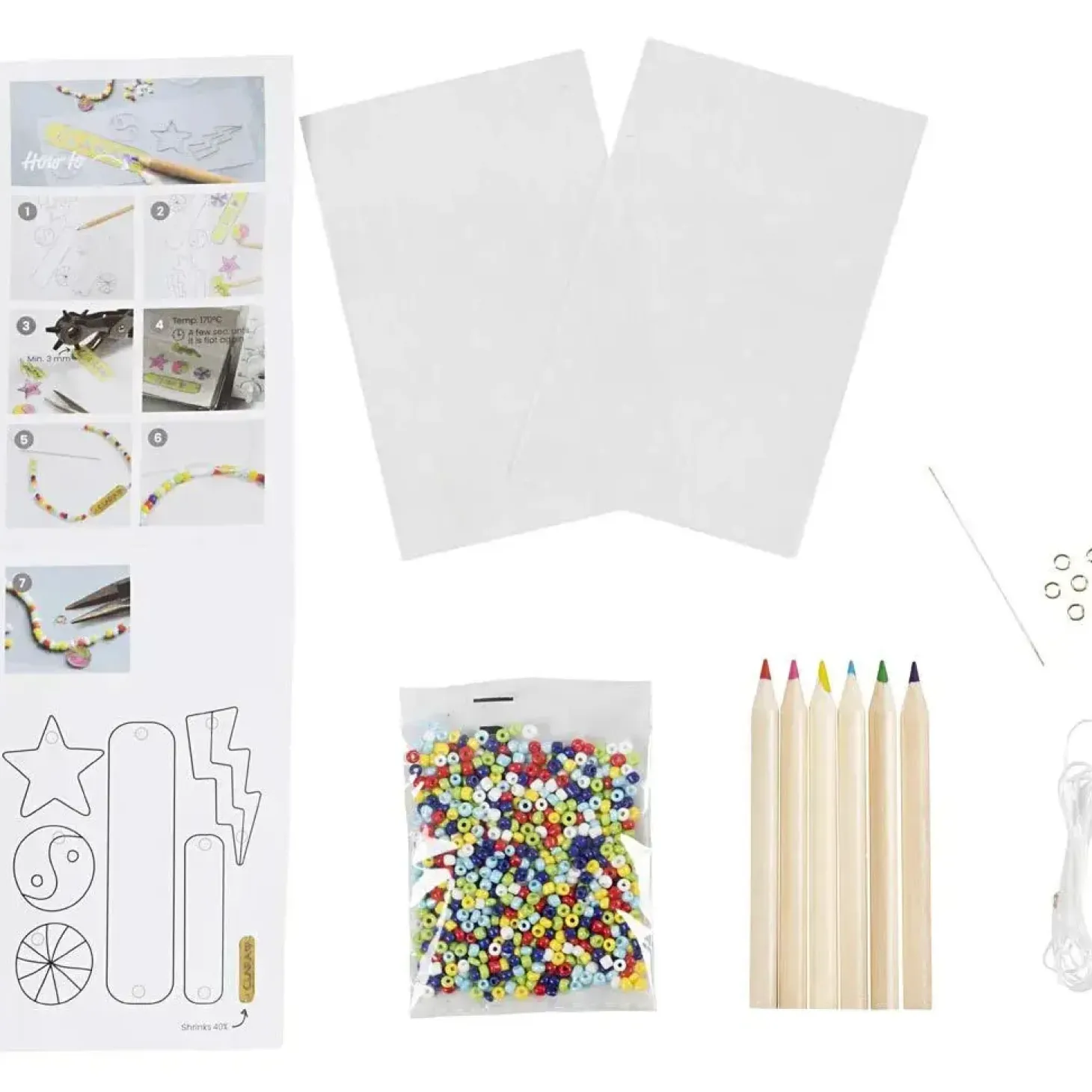 Creativ Company - Mini DIY Kit Smykker, Armbånd krympeplast, 1 pk.