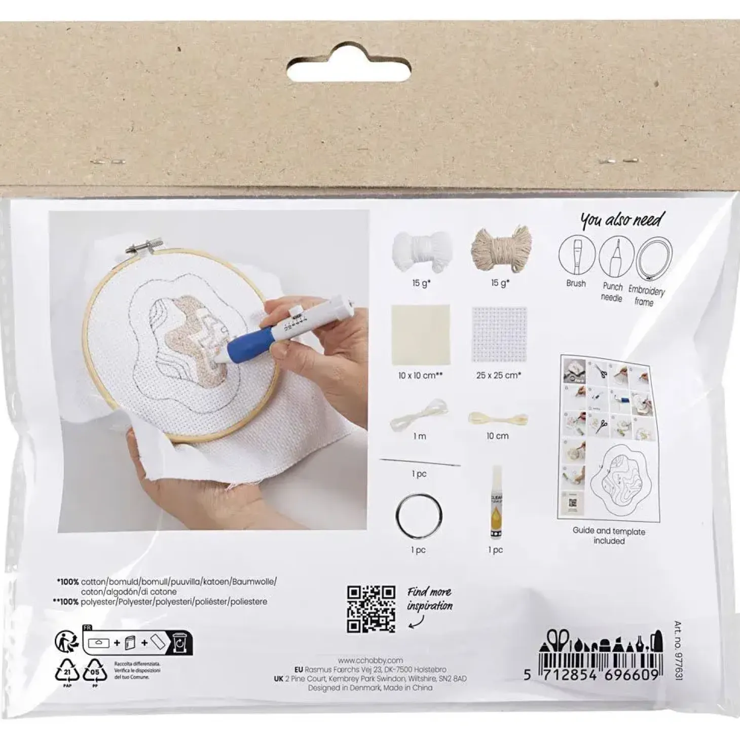 Creativ Company - Mini DIY Kit Punch Needle , beige, Nøglevedhæng, 1 pk.