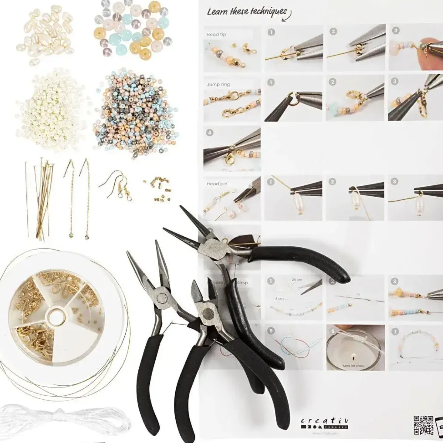 Creativ Company - Start DIY Kit Smykker Klassiske Perler, 1 pk.