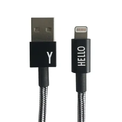 Design Letters - IPhone oplader kabel - "Y" - Sort/Hvid