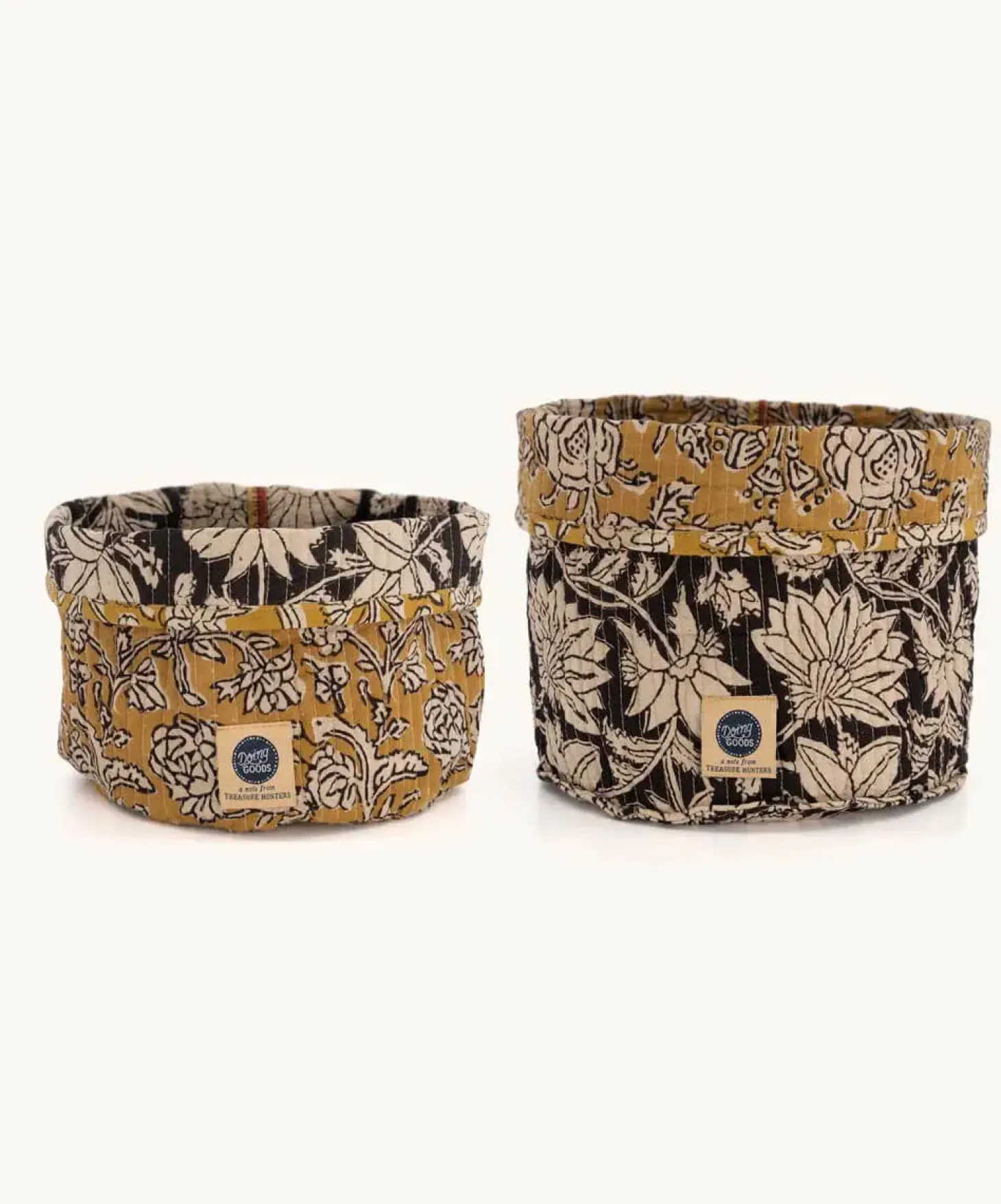 Doing Goods - Botanical Fabric Basket Set - kurvesæt 2 stk.