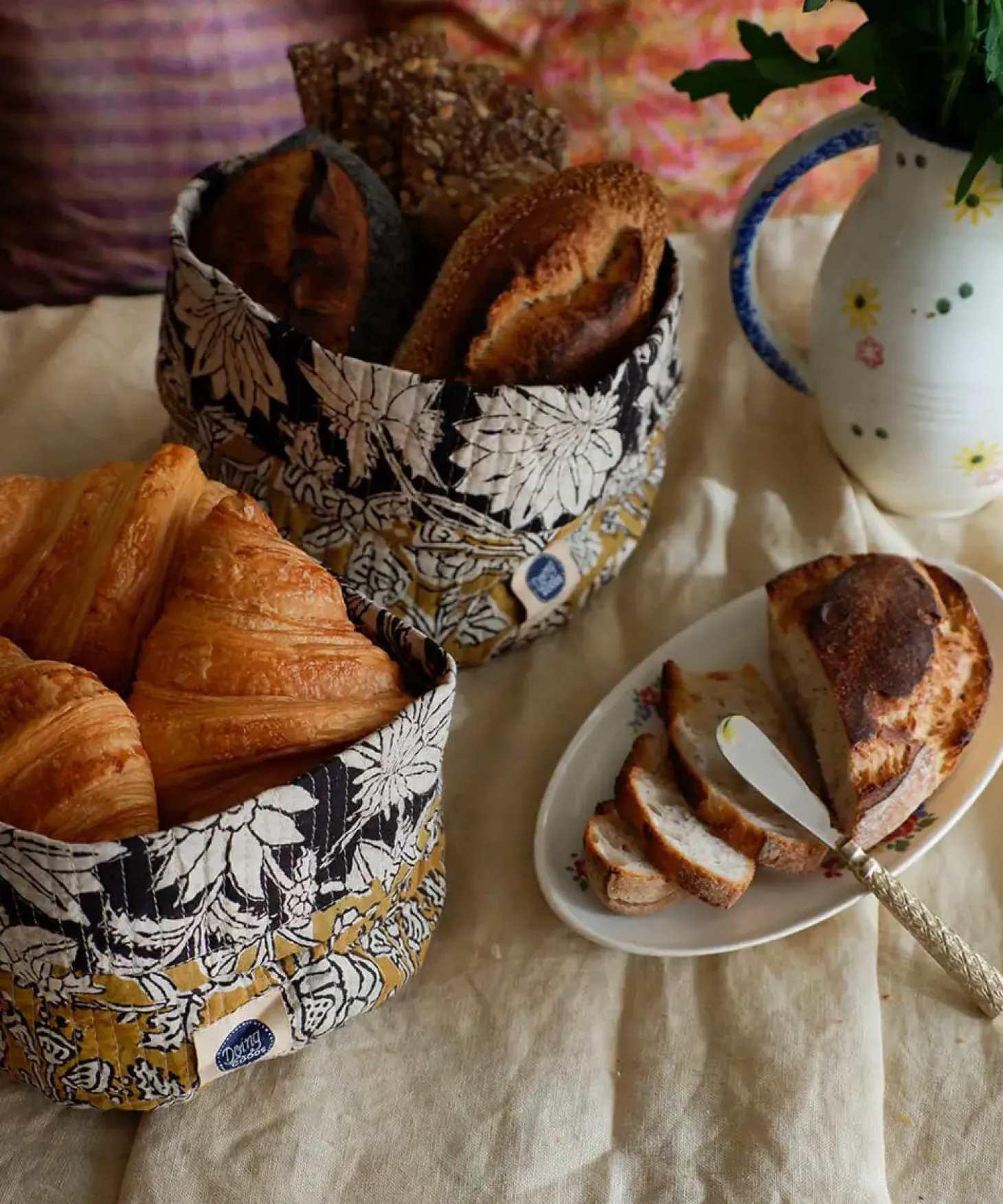 Doing Goods - Botanical Fabric Basket Set - kurvesæt 2 stk.