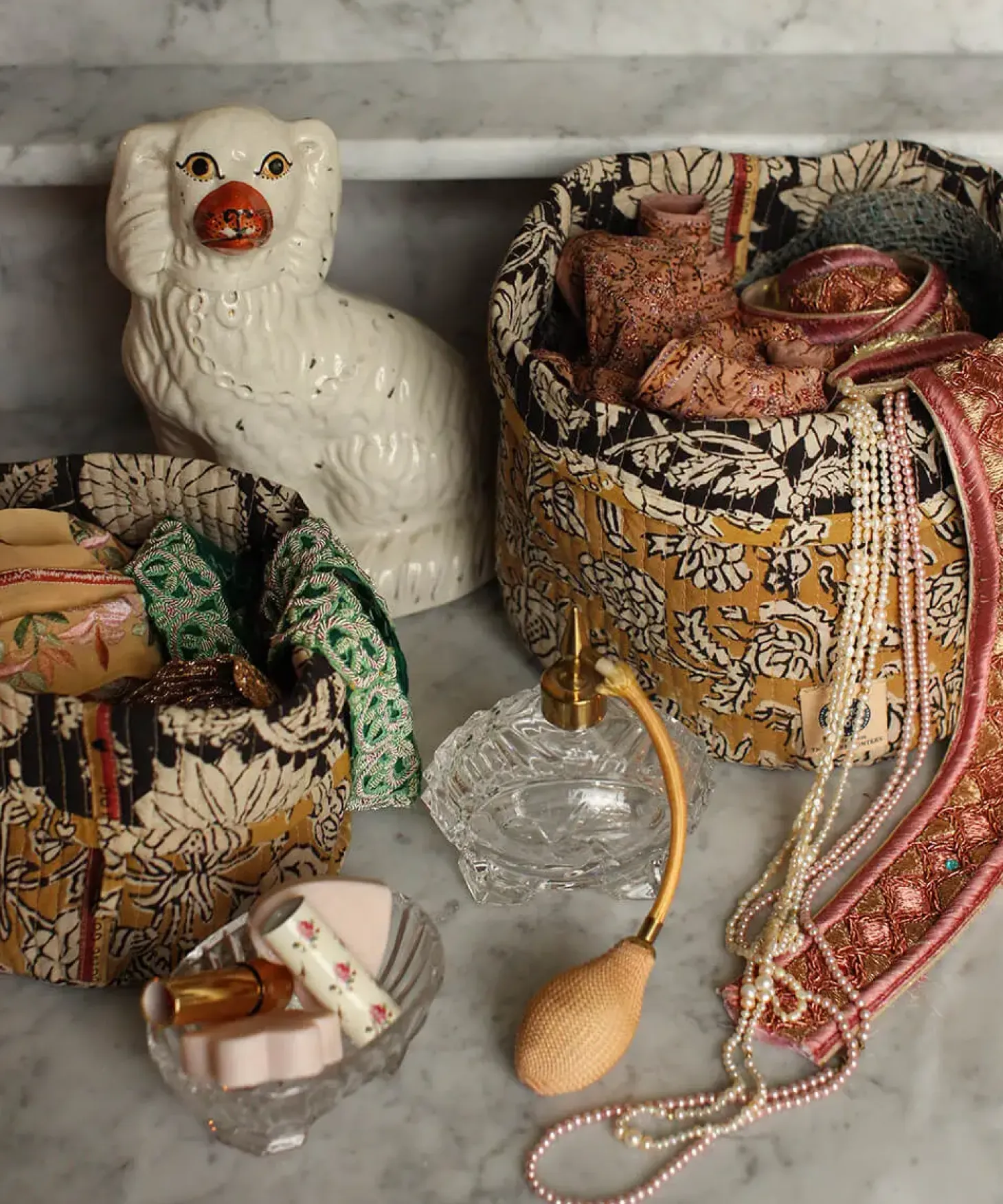Doing Goods - Botanical Fabric Basket Set - kurvesæt 2 stk.