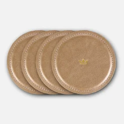 DutchDeluxes - Coaster set of 4 - Glasbrik - Guld læder