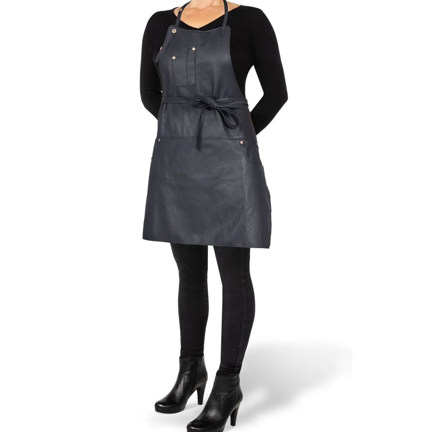 DutchDeluxes - Forklæde - Five Pockets Apron Slim Fit - Sort Læder