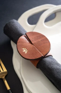 DutchDeluxes - Napkin Ring - Set of 4 - Vintage Cognac læder