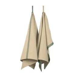 Ekta Living - Viskestykker - 2 stk. - Taupe/Green