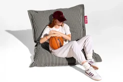 Fatboy - Original Slim Terry Sort Creme - Stribet sort - 155 x 120 cm