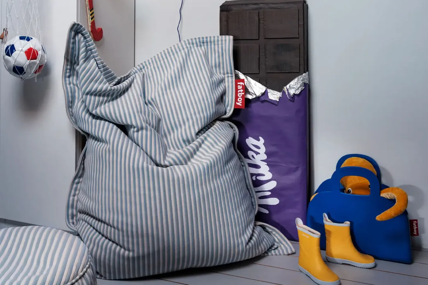 Fatboy - Original Slim Terry Blizzard Blue Creme - Stribet blå
