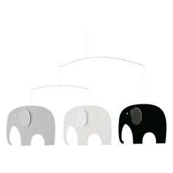 Flensted hanging art - Elefantkomsammen mobile - Sort/grå/hvid