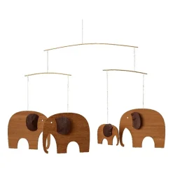 Flensted hanging art - Elefantkomsammen mobile - Teak