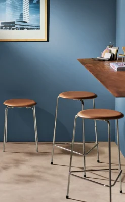 Fritz Hansen - Barstol - High Dot™ Bar stool 4-legs - højmodel - Intense leather Black/Black Powdercoated base