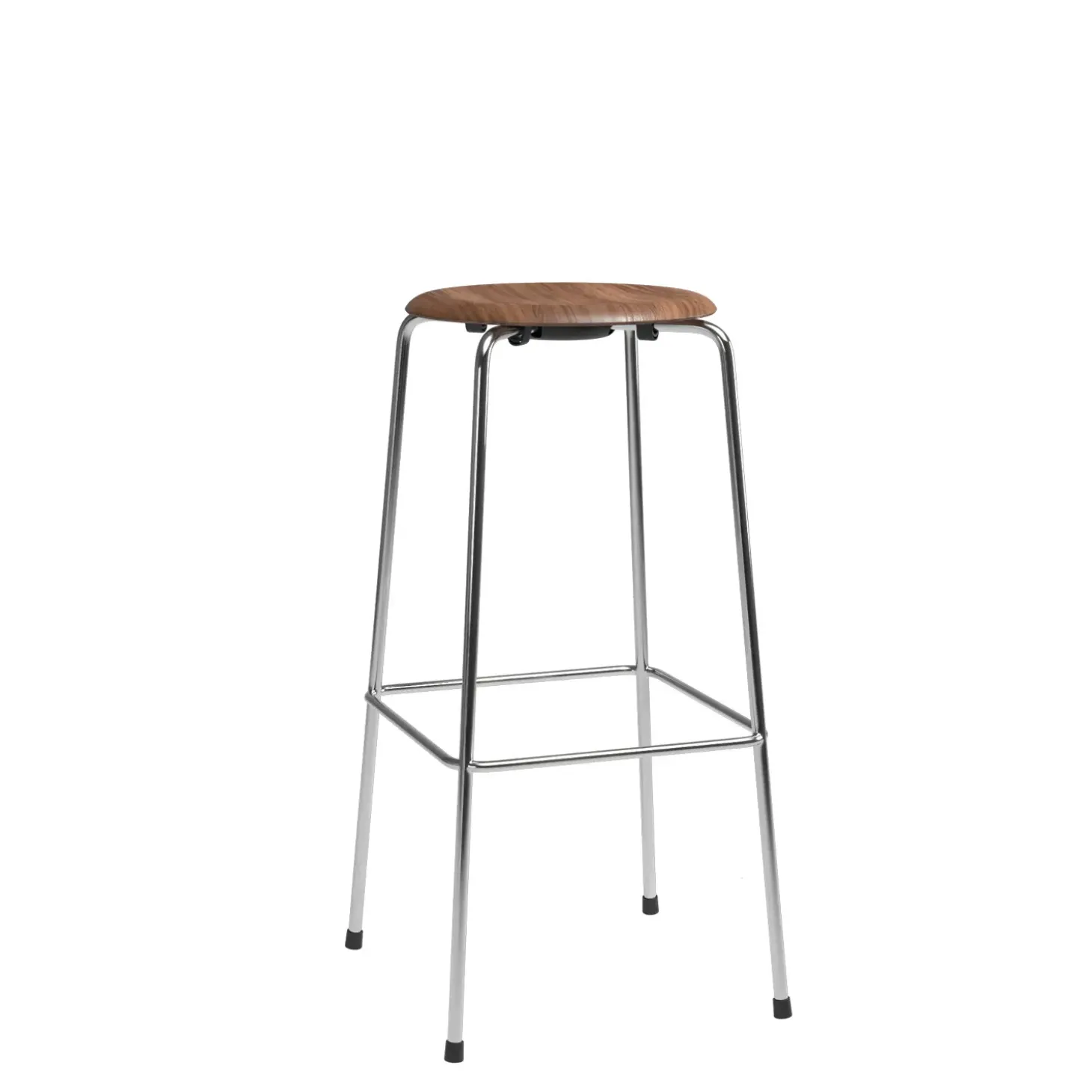 Fritz Hansen - Barstol - High Dot™ Bar stool 4-legs - højmodel - walnut veneer, chromed steel