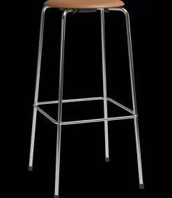 Fritz Hansen - Barstol - High Dot™ Bar stool 4-legs - højmodel - Wild leather Walnut/Chromed steel base