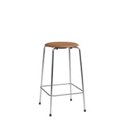 Fritz Hansen - Barstol - High Dot™ Counter stool 4-legs - Læder Walnut og krom stel