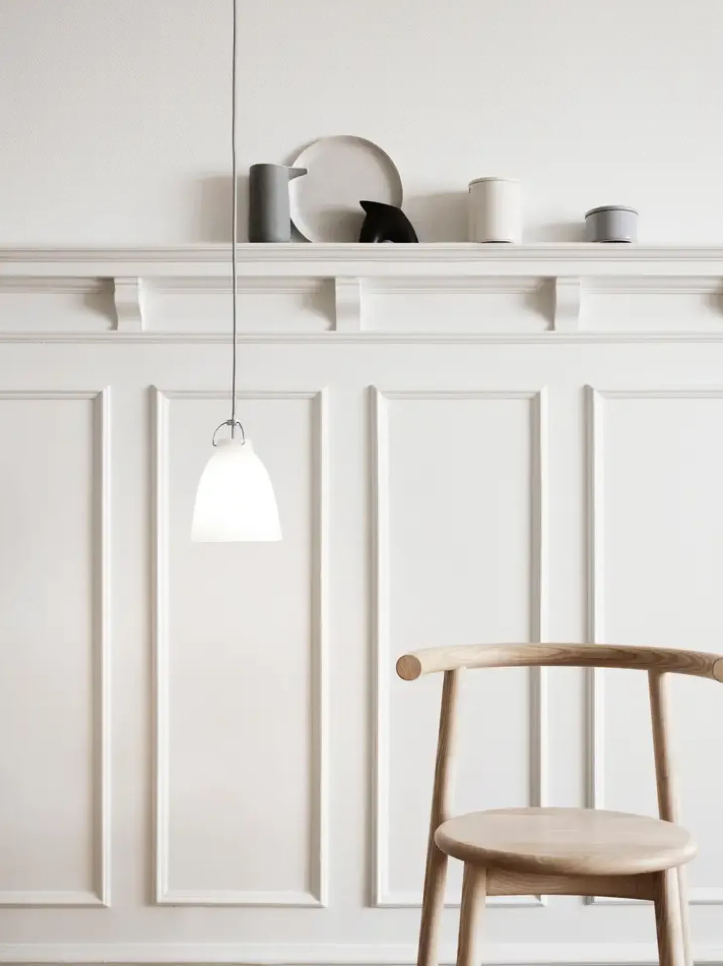 Fritz Hansen - Loftlampe - Caravaggio Opal - P1 Small - Silver ledning 3m
