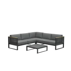 Garden Impressions - Lounge Sæt - Alain - black/rope mid grey - 230x230 cm