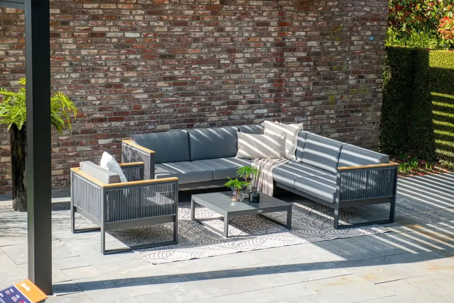 Garden Impressions - Lounge Sæt - Alain - black/rope mid grey - 230x230 cm