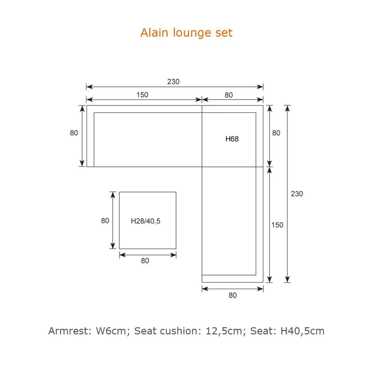 Garden Impressions - Lounge Sæt - Alain - black/rope mid grey - 230x230 cm