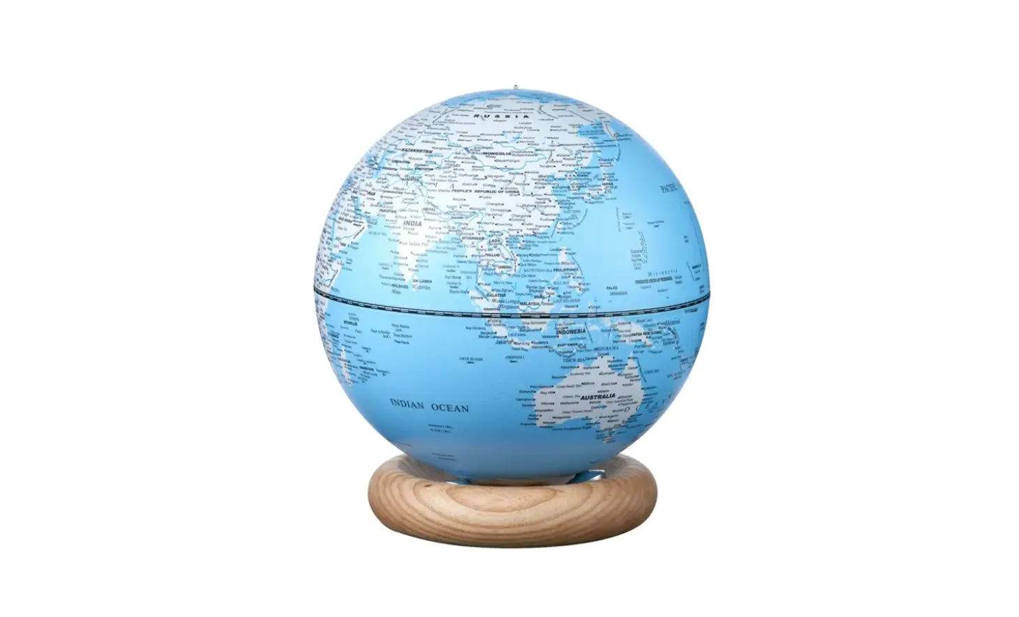 Gingko - Atlas Globe Lamp - Lightblue Large White Ash base