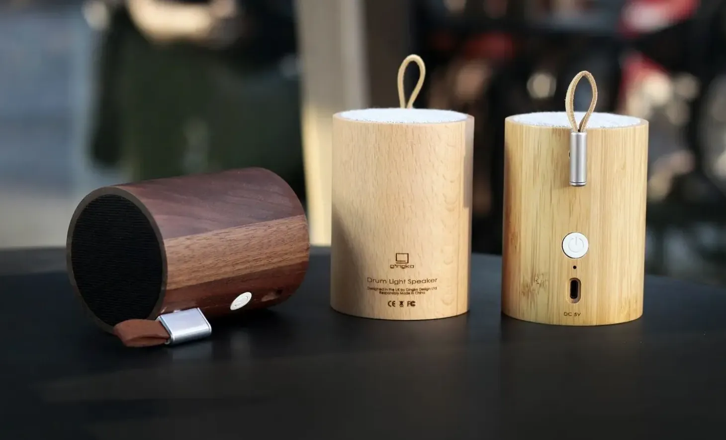 Gingko - Drum Light Bluetooth Speaker Natural Beech Wood