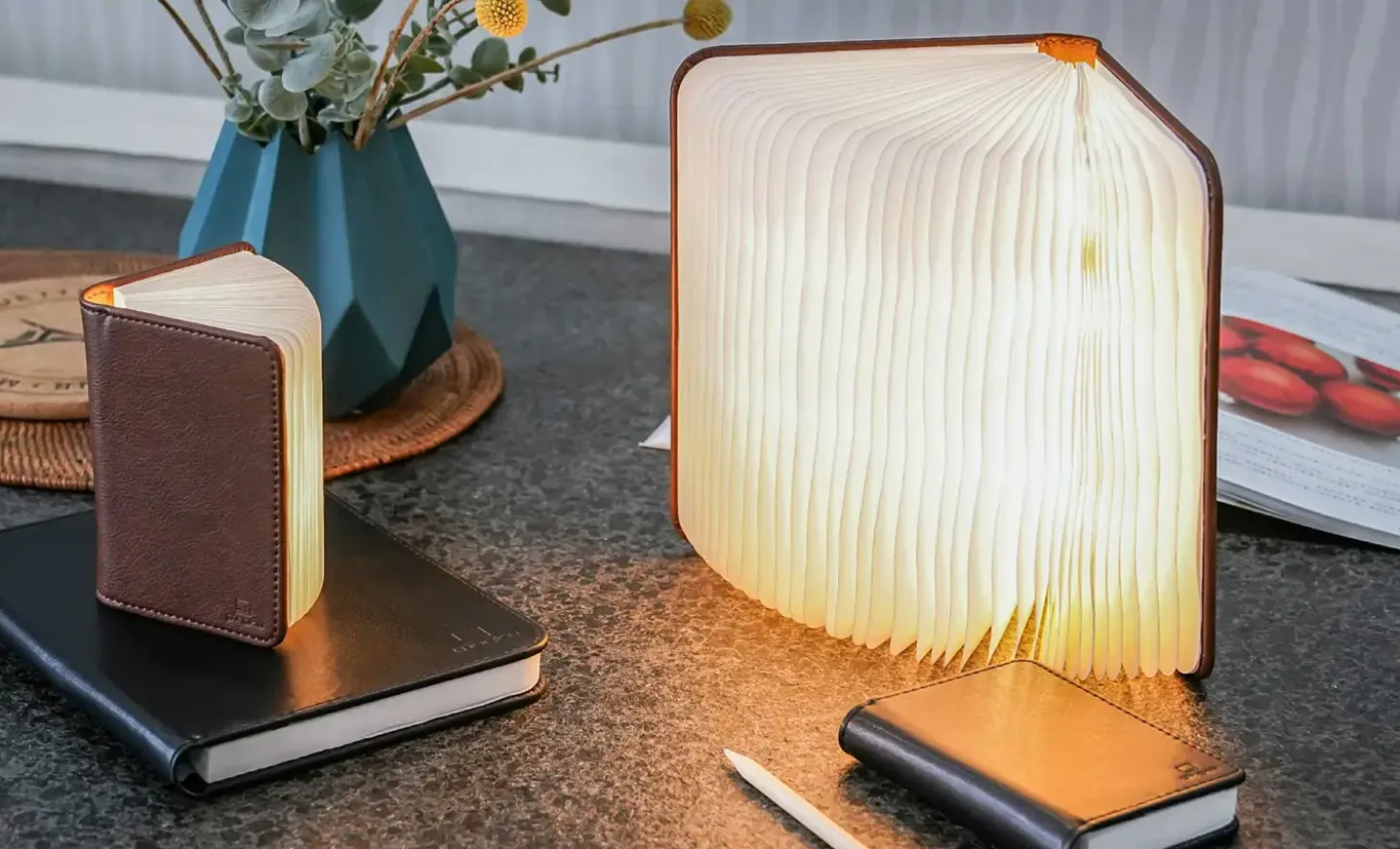 Gingko - LED Smart Booklight - Brown Leather - Large
