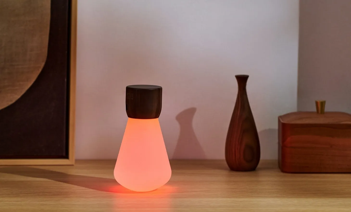 Gingko - Pentagon Light bulb Lamp Mini Natural Walnut Wood
