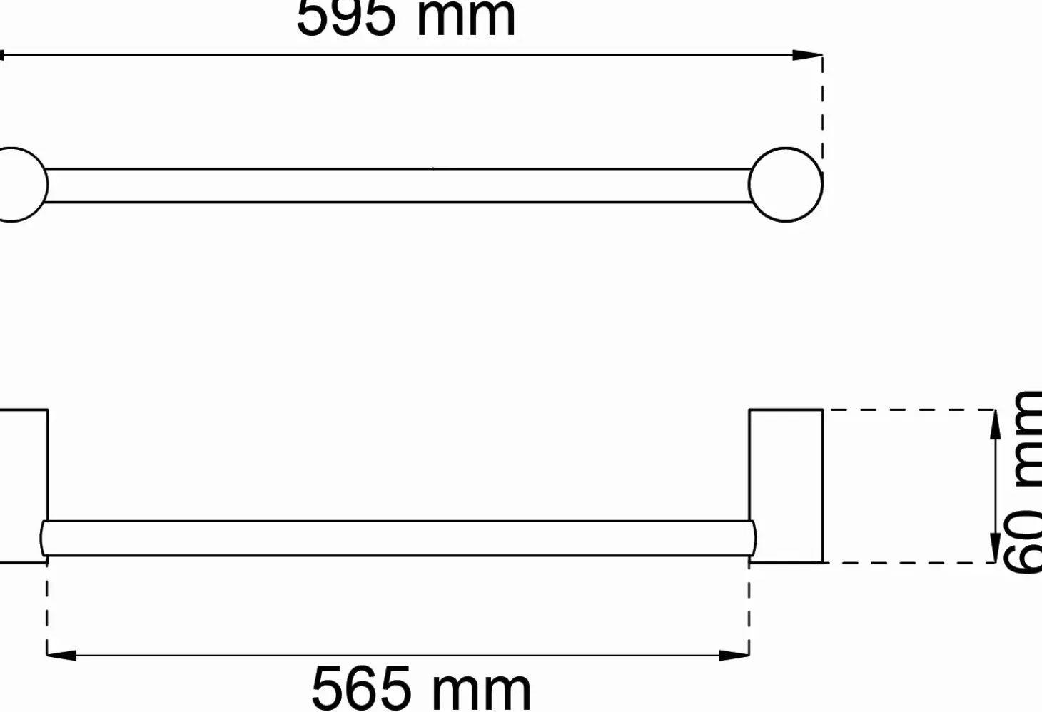 Habo - Håndklædestang enkelt 1368 - Krom - B: 59,5 cm