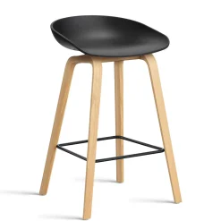 HAY - Barstol - AAS 32 - About A Stool - Sort 2.0 - Ben: Lakeret eg - Lav model