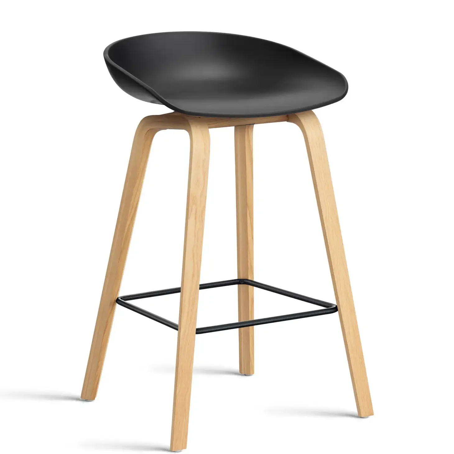 HAY - Barstol - AAS 32 - About A Stool - Sort 2.0 - Ben: Lakeret eg - Lav model
