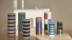Hay - Bloklys - Column - Large - Milky green & Dark Blue