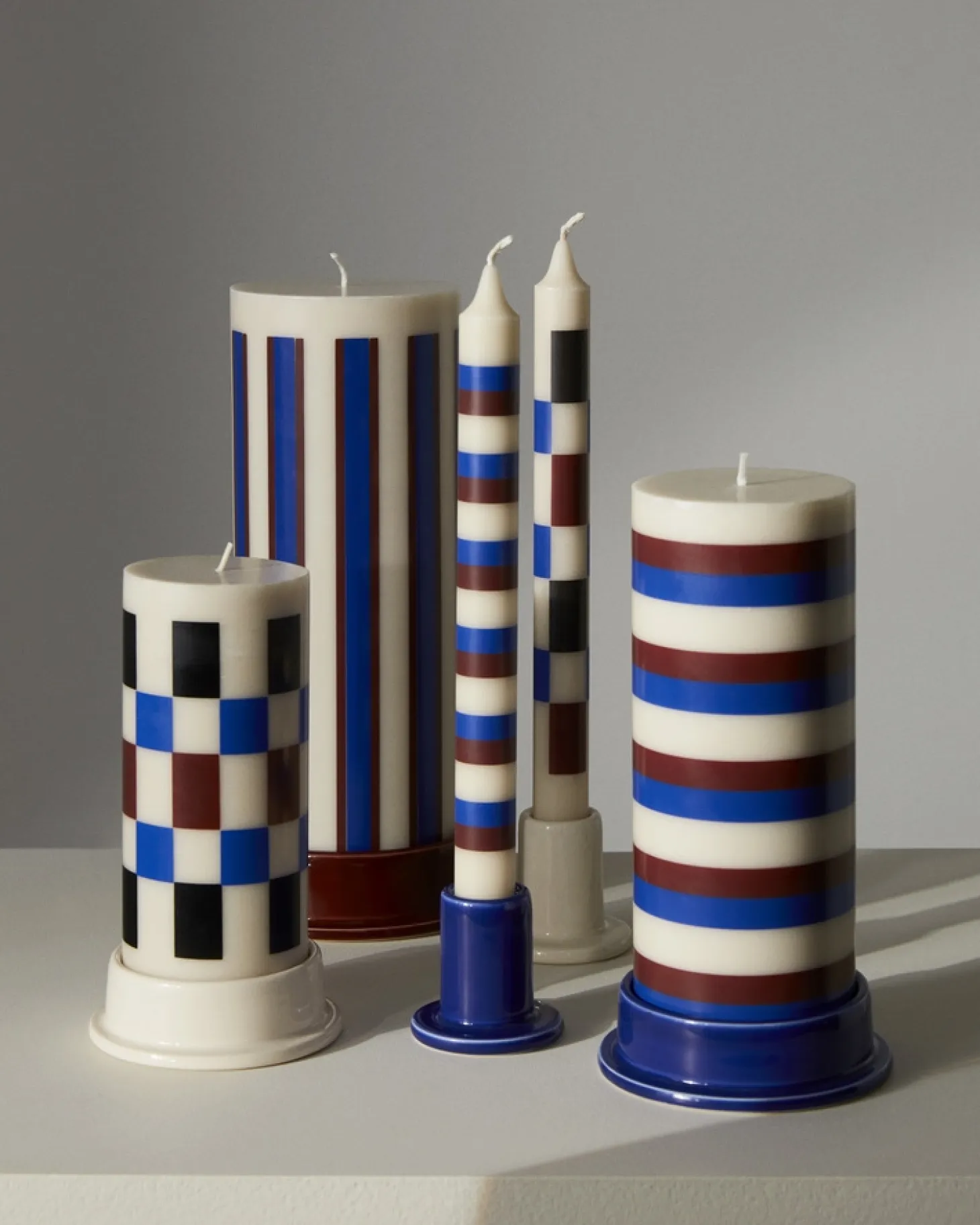 Hay - Bloklys - Column - Large - Off-White, Brown & Blue