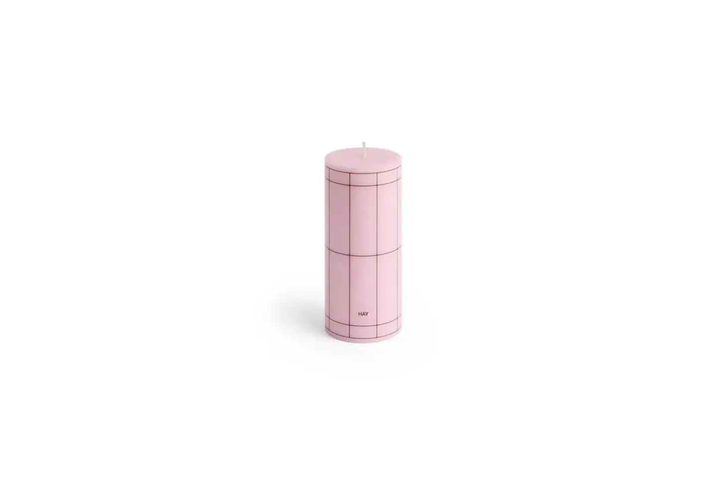 Hay - Column Candle - Light pink with bordeaux grid