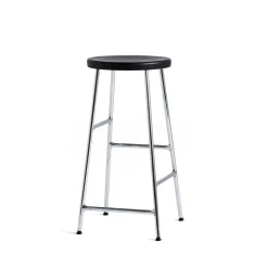 Hay - Cornet Barstol - Soft black oak / Steel chromed. Sort sæde med krom stel- Lav model