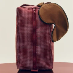 Hay - Grid Wash Bag - Small - Burgundy