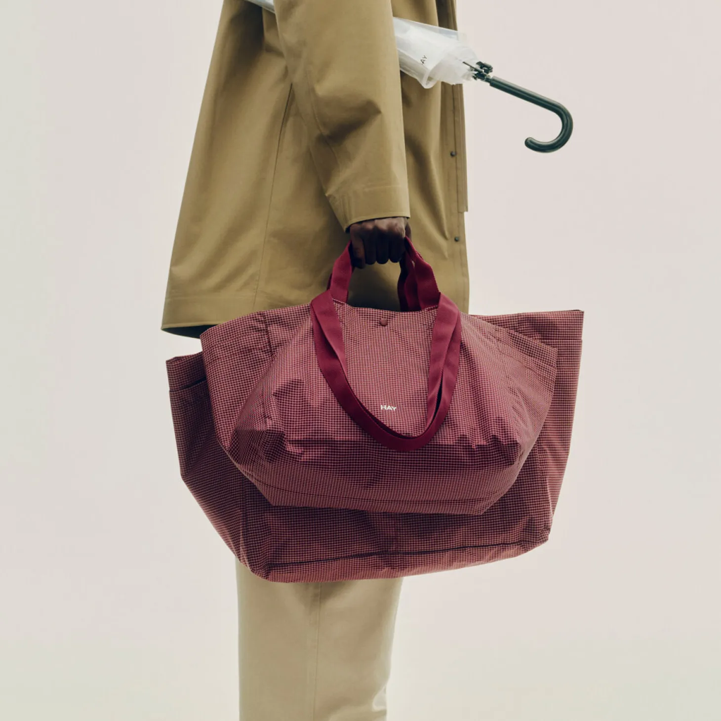 Hay - Grid Weekend Bag - Medium - Burgundy