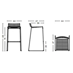 HAY - Hee barstol - Hot galvaniseret - Høj model