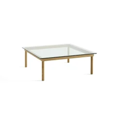 HAY - Kofi Table - 100 x 100 cm - ben eg (vandbaseret lak) og klar glasplade