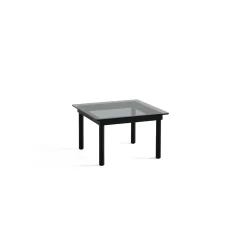HAY - Kofi Table - 60 x 60 cm - ben i sort lakeret eg og grey tinted /grålig glasplade