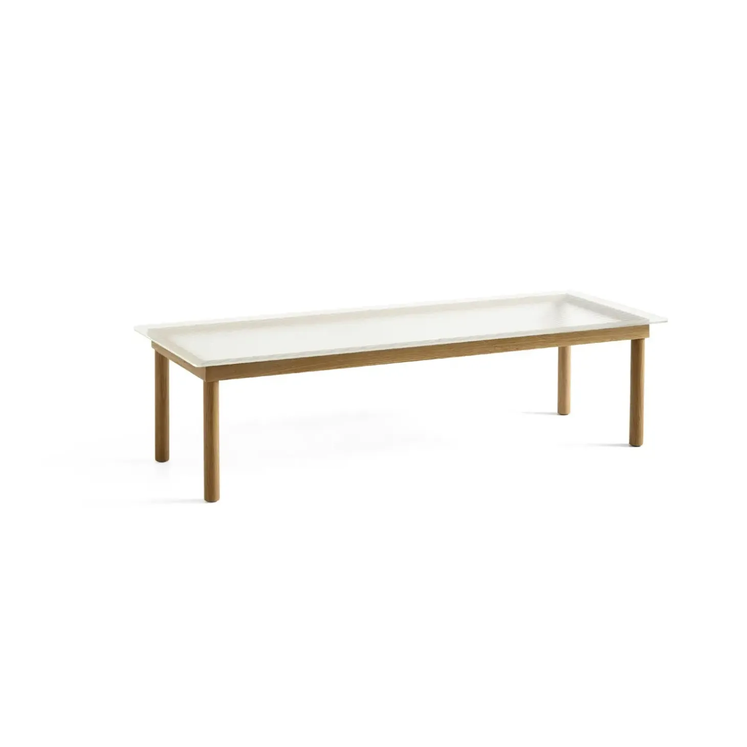 HAY - Kofi Table - 140 x 50 cm - ben lakeret eg og klar reeded glasplade
