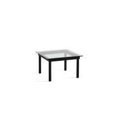HAY - Kofi Table - 60 x 60 cm - ben sort eg (vandbaseret lak) og klar glasplade