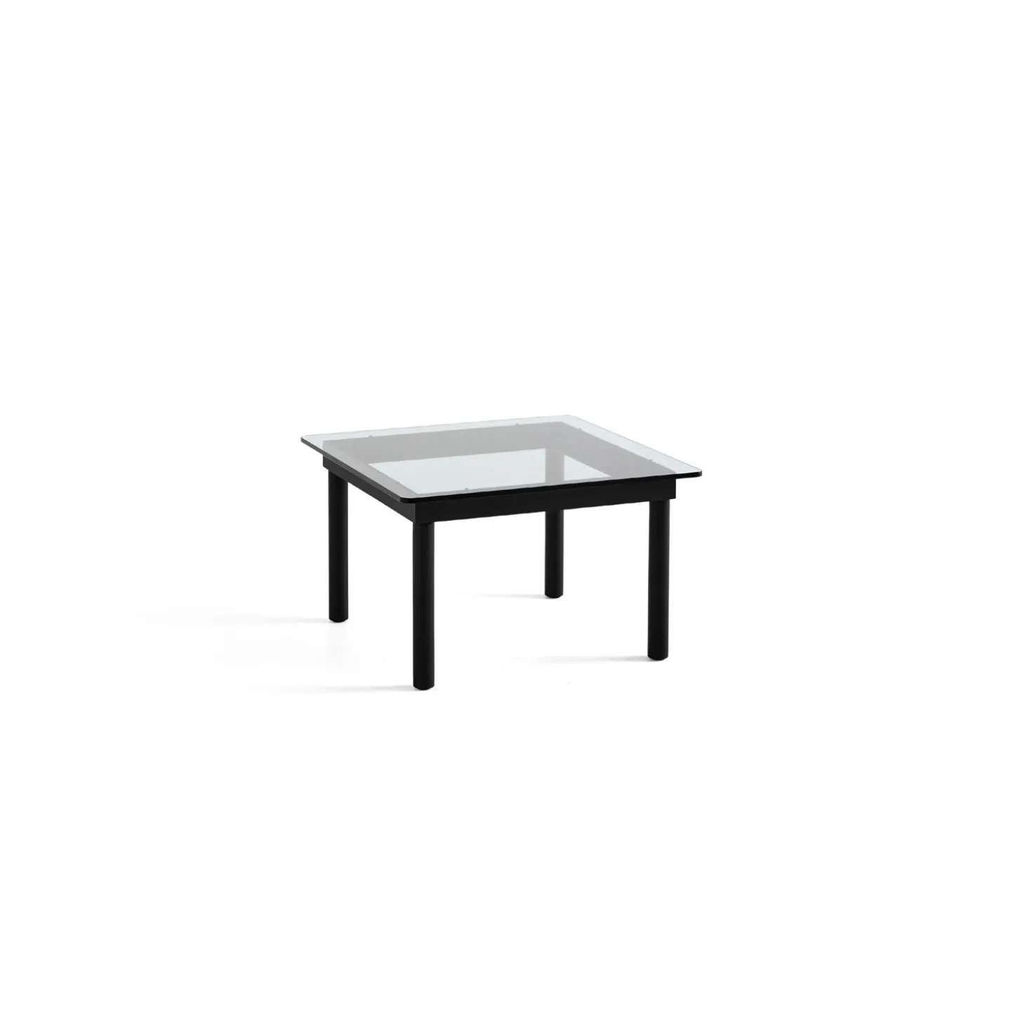 HAY - Kofi Table - 60 x 60 cm - ben sort eg (vandbaseret lak) og klar glasplade