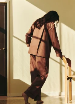 HAY - Outline Pyjama - Langærmet Shirt - XS/S - Milk Chocolate