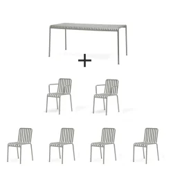 Hay - Palissade sæt - Bord 170 cm + 6 stole - Sky grey - 4 chairs og 2 arm chairs
