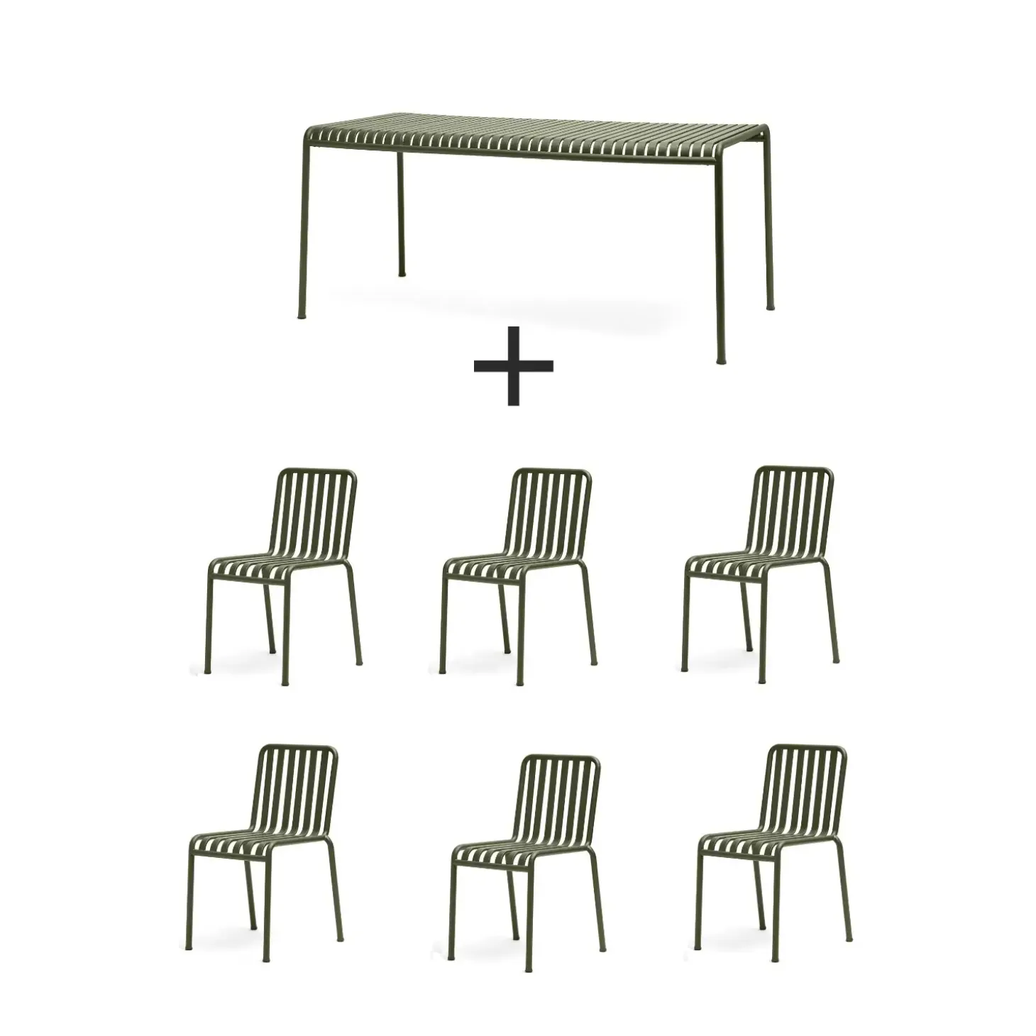 Hay - Palissade sæt - bord + 6 stole - Olive - 6 chairs